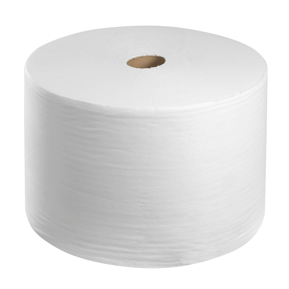 Die WypAll® X50 General Clean Großrolle von Kimberly-Clark GmbH bietet 1 weiße Rolle mit 1100 Blatt, ideal als saugfähige Tücher oder Reinigungstücher Großrolle für stark frequentierte Bereiche - perfekt für den gewerblichen Einsatz.