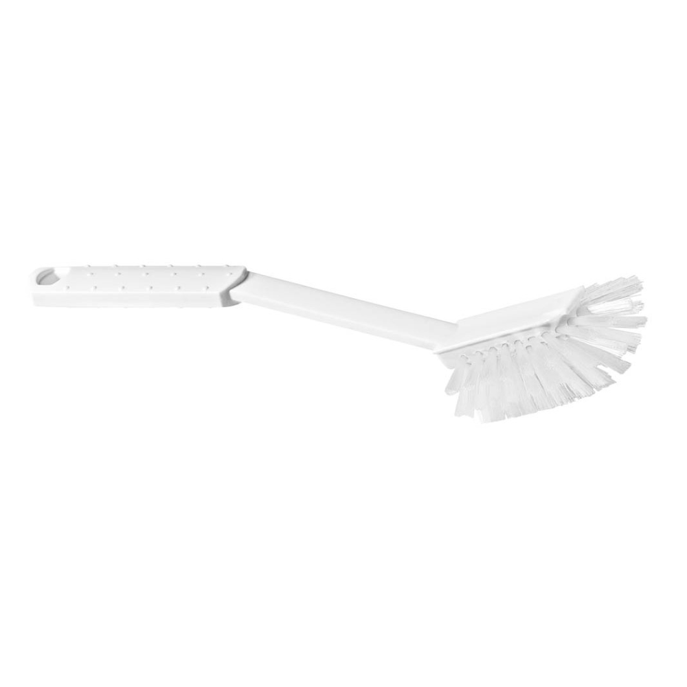 Die Nölle Profi Brush HACCP Spülbürste Diskette ist eine weiße Spülbürste aus Kunststoff von Nölle Profi Brush Bürsten- & Pinseltechnik e.K. mit 0,25 mm weichem Borsten, einem langen Griff mit Loch zum Aufhängen und konzipiert für die Lebensmittelindustrie.