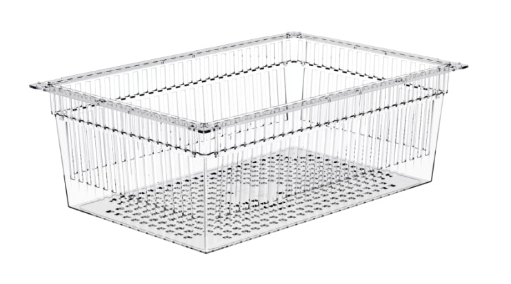 Der Novocal PC-Korb transparent teilbar (600 x 40 mm) mit gelochtem Boden und Auszugsstopps bietet optimale Belüftung und Drainage-Ideal zur Aufbewahrung von PC-Zubehör. 1 Stück je Packung.