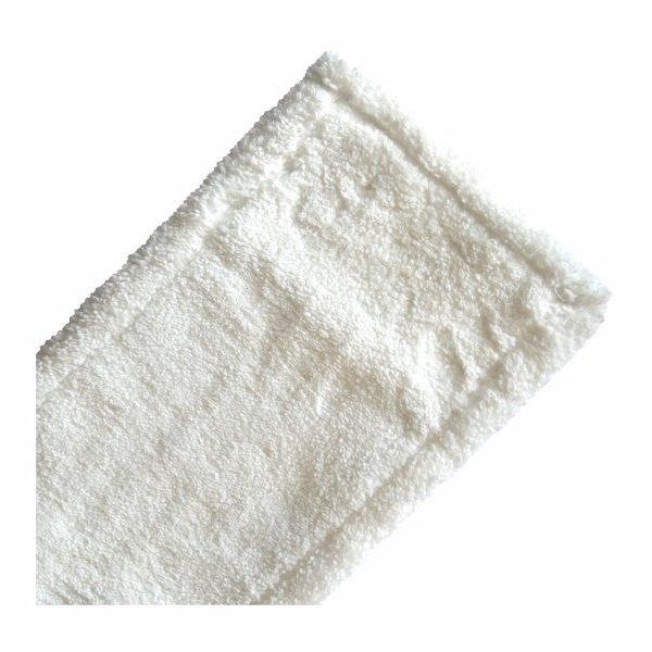 Eine Nahaufnahme des Arcora EXCELLENT ORIGINAL MOPP von Arcora International GmbH - ein rechteckiges, weißes, strukturiertes Mikrofaserpad mit vernähten Kanten - ideal für die professionelle Reinigung, abgebildet auf einem schlichten weißen Hintergrund.