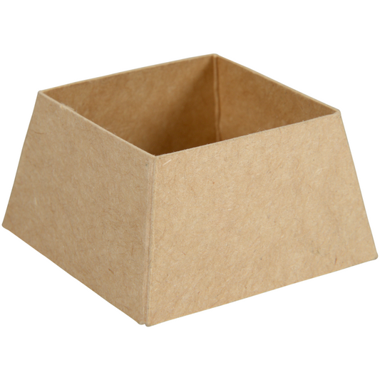 Ein einfacher, hellbrauner Eierbecher (45 x 35 mm) aus umweltfreundlichem Kraftpapier von Abena Re-Seller GmbH, Packung mit 100 Paaren, offen fotografiert vor weißem Hintergrund.