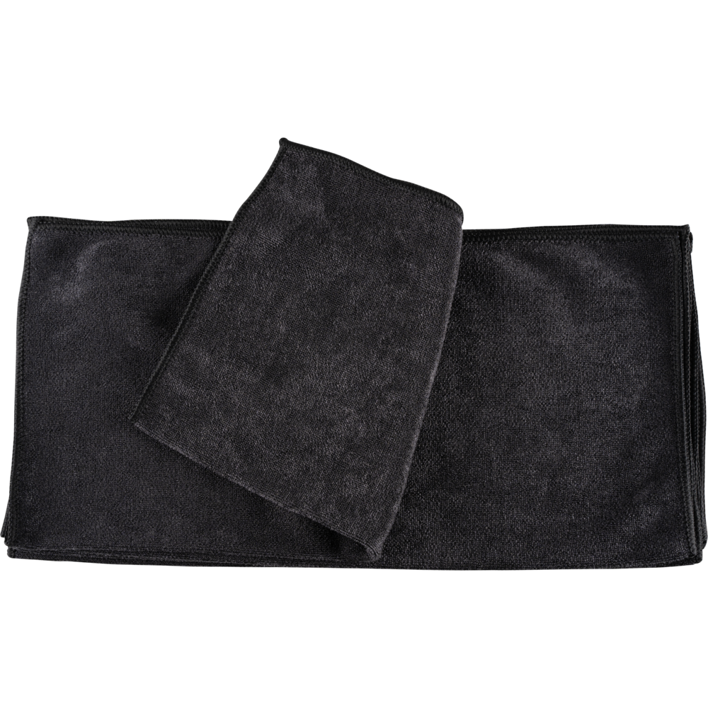 Das Abena Re-Seller GmbH Mikrofasertuch Shiny-Stretch (40x40 cm) wird flach mit einem gefalteten Ausschnitt präsentiert, wodurch die weiche Struktur und die fertigen Kanten hervorgehoben werden.