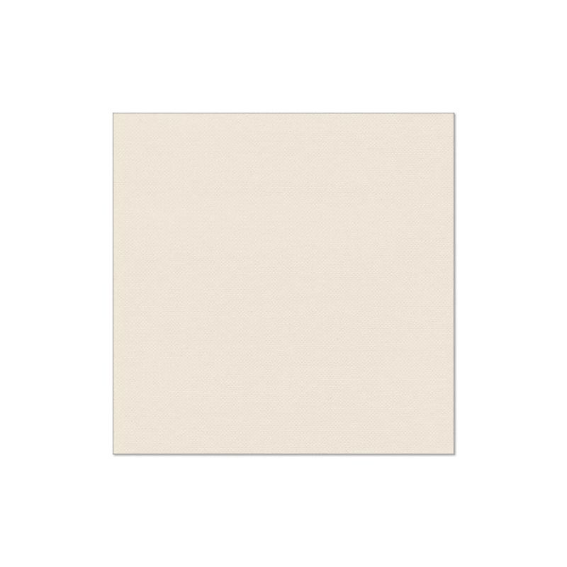 Eine schlichte, cremefarbene quadratische Leinwand vor weißem Hintergrund fängt die Essenz minimalistischer und eleganter umweltfreundlicher Tischdekoration ein. Die Leinwand scheint leer, ihre sanfte Textur ähnelt dem stoffähnlichen Premium-Tuch der PAPSTAR Servietten 1/4-Falz 40 cm x 40 cm „ROYAL Collection“ der PAPSTAR GmbH.