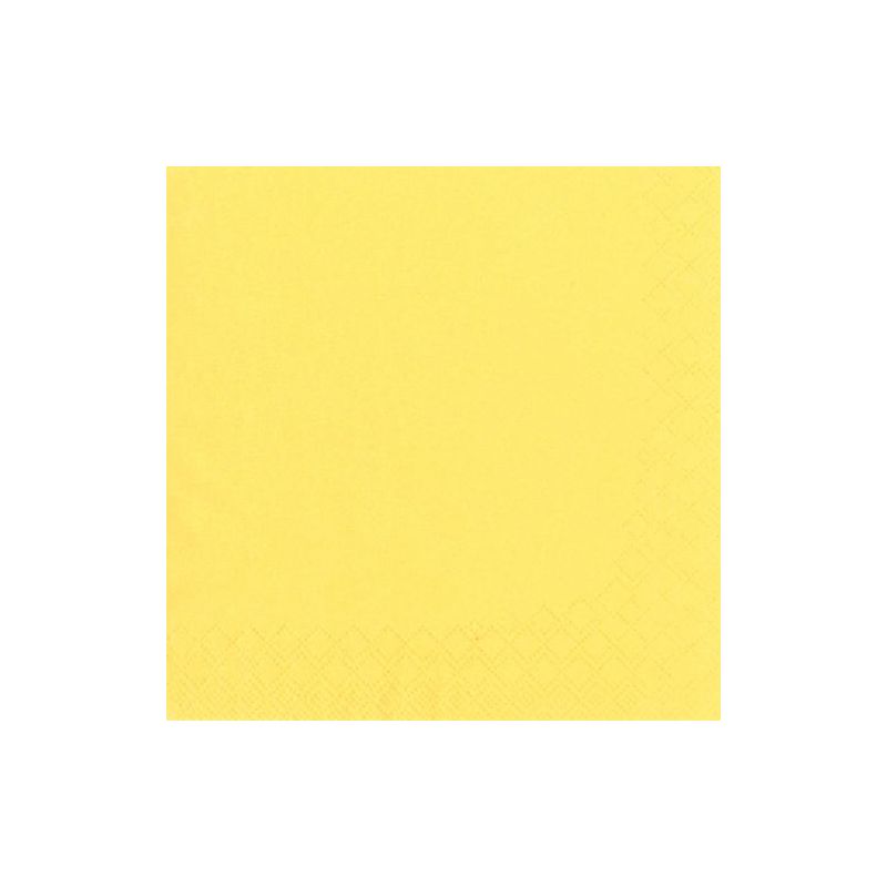 Eine einfarbig gelbe PAPSTAR 250 Servietten, 3lagig 1/4-Falz Papierserviette der PAPSTAR GmbH mit dezent geprägtem Rautenmuster, zentriert auf weißem Hintergrund.