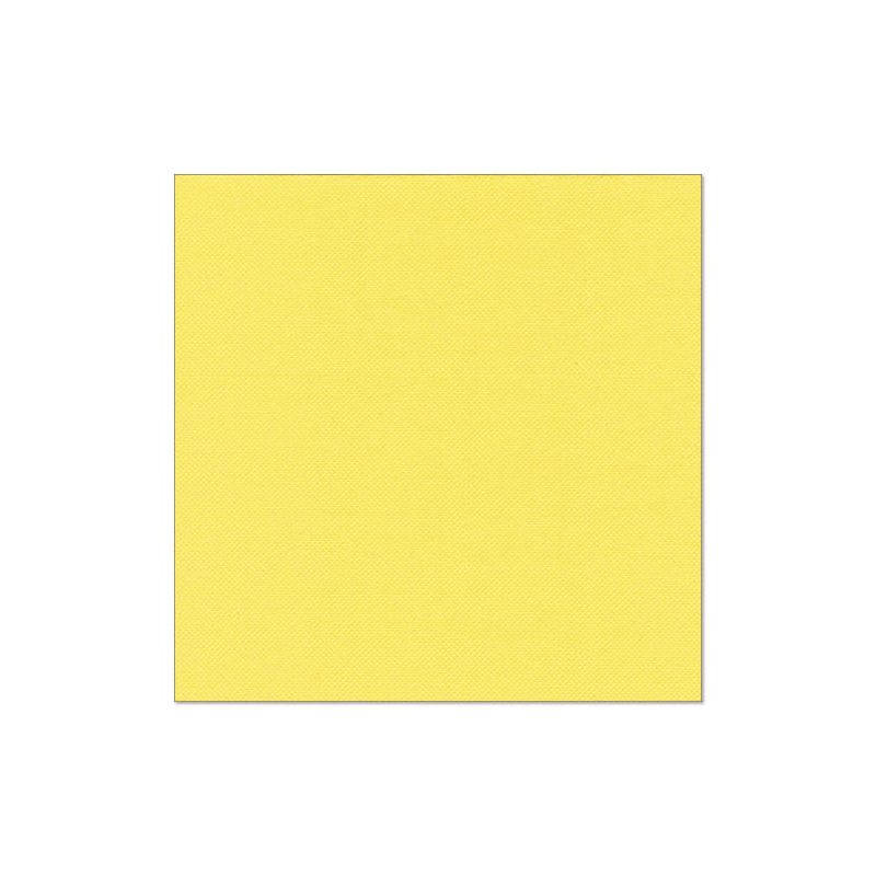 Ein schlichtes gelbes Quadrat auf weißem Hintergrund fängt die Essenz umweltfreundlicher Tischdekoration ein und spiegelt die Eleganz der PAPSTAR-Servietten „ROYAL Collection“ der PAPSTAR GmbH wider.