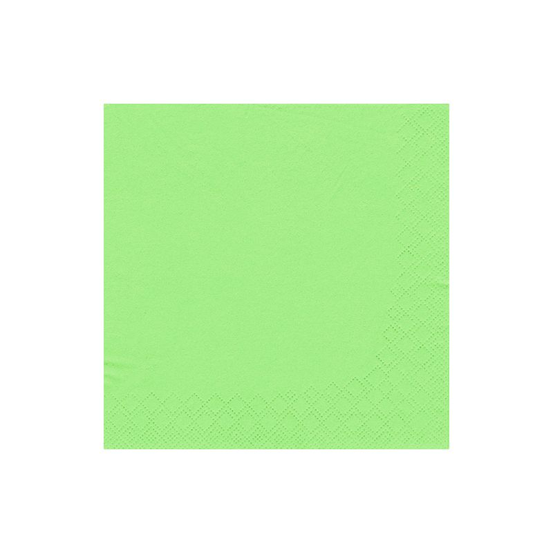 Eine schlichte, quadratische, hellgrüne PAPSTAR 250 Servietten, 3lagig 1/4-Falz der PAPSTAR GmbH mit einem dezenten Rautenmuster entlang des rechten und unteren Randes, dargestellt auf weißem Hintergrund.
