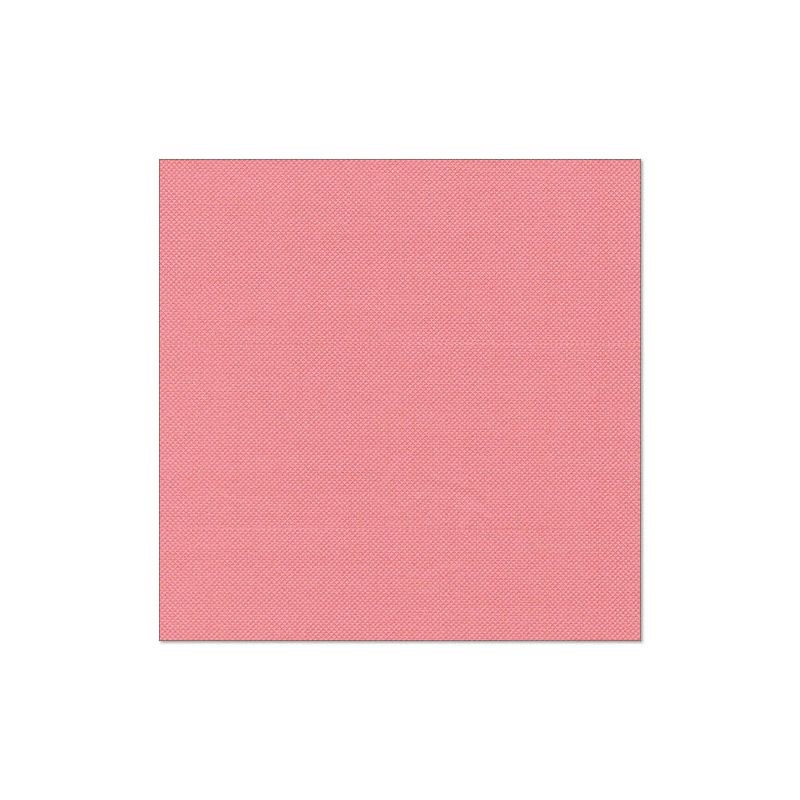 Ein quadratisches Blatt hellrosa Serviettenpapier aus der „ROYAL Collection“ der PAPSTAR GmbH im Format 40 cm x 40 cm mit Viertelfalz ist kunstvoll auf einem weißen Hintergrund arrangiert, ideal für eine umweltbewusste Tischdekoration. (20 Stück pro Packung)
