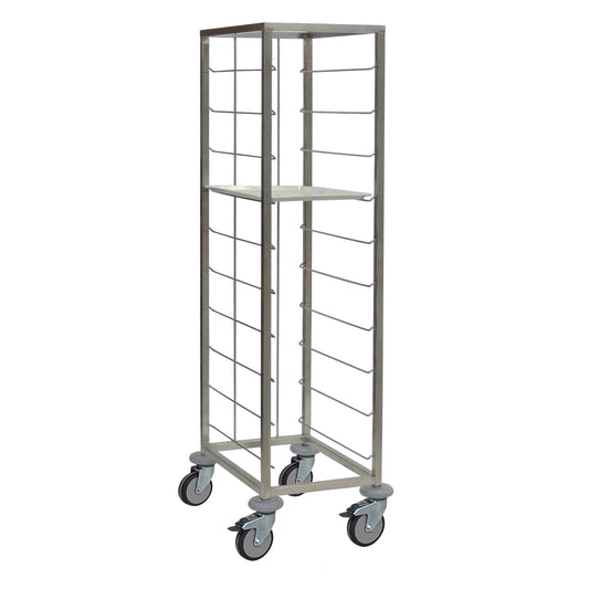 Der Novocal Tablettwagen aus Edelstahl in 1-reihiger Ausführung bietet Platz für 10 Tablets, besitzt eine zentrale Ablage sowie vier Lenkrollen und eignet sich ideal als Tablettwagen für Krankenhäuser.