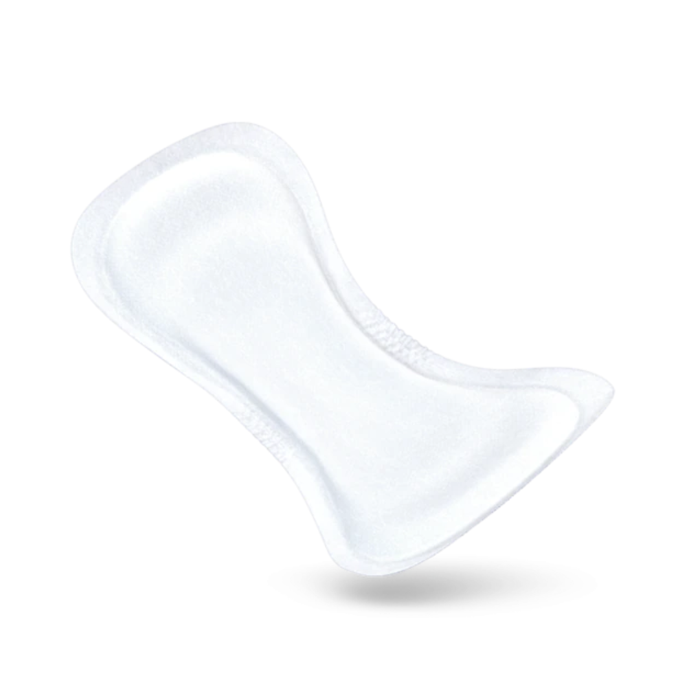 Eine TENA Comfort Mini Super Inkontinenzvorlage von Essity Germany GmbH mit Dry Fast Core ist vor einem makellos weißen Hintergrund zu sehen.
