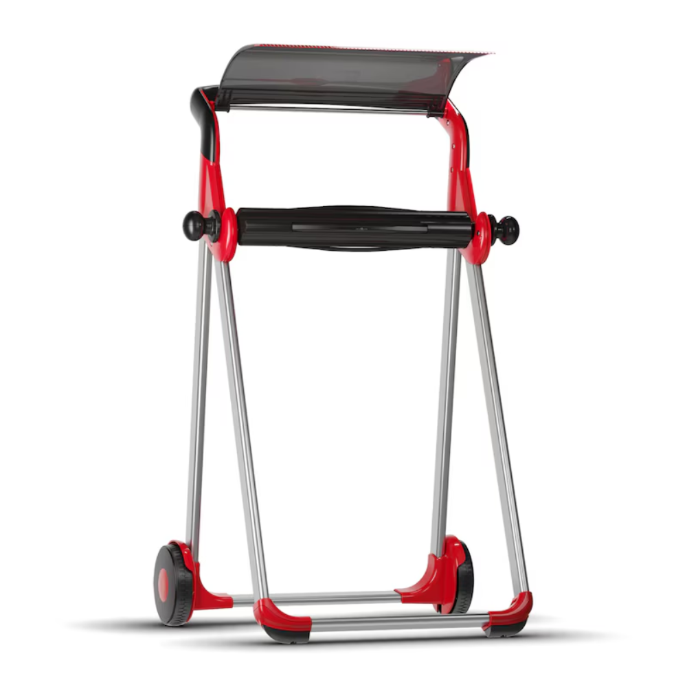 Der Tork 652008 Rollenspender Bodenständer Performance W1 von TORK – Essity Professional Hygiene Germany GmbH besticht durch sein Performance-Design mit seinem rot-schwarzen Rahmen. Ausgestattet mit zwei Rädern für einfache Manövrierbarkeit und einem praktischen Griff an der Oberseite ist dieser mobile Rollenspender sowohl kompakt als auch tragbar und somit ideal für unterwegs.