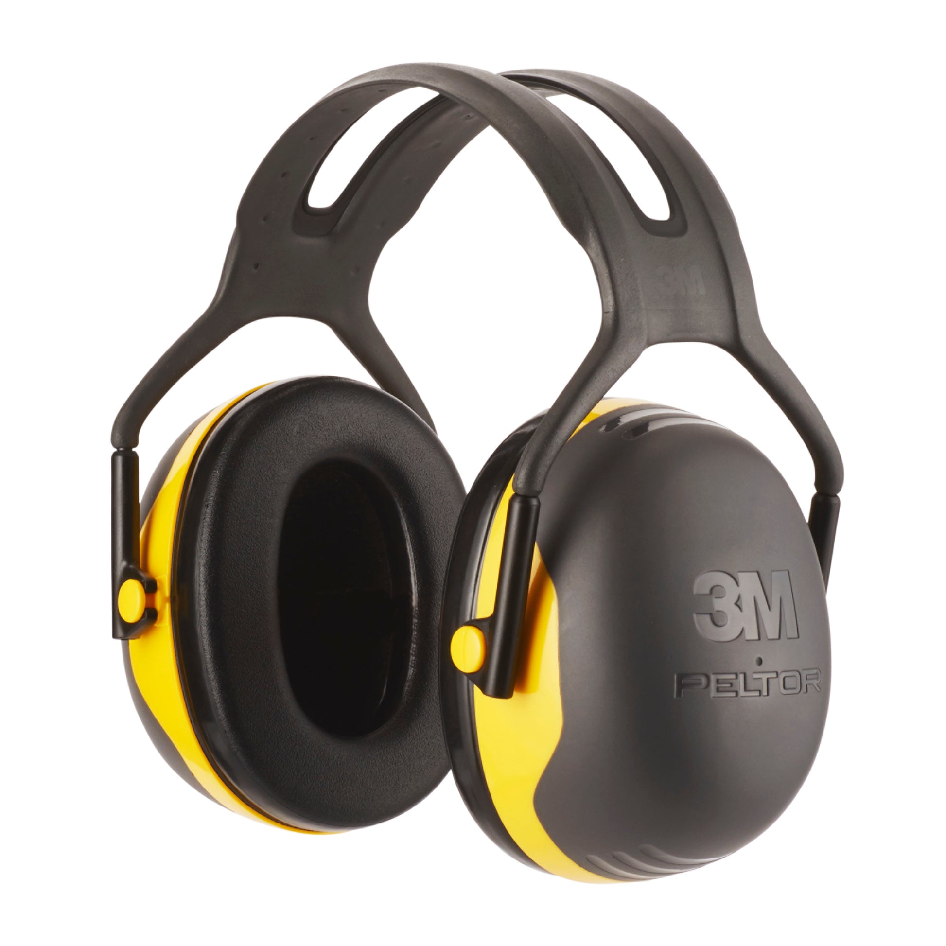 Der 3M™ PELTOR™ Komfort-Kapselgehörschutz von 3M Deutschland GmbH ist ein schwarz-gelber Kapselgehörschutz mit einem gepolsterten Kopfbügel und gepolsterten Ohrmuscheln.
