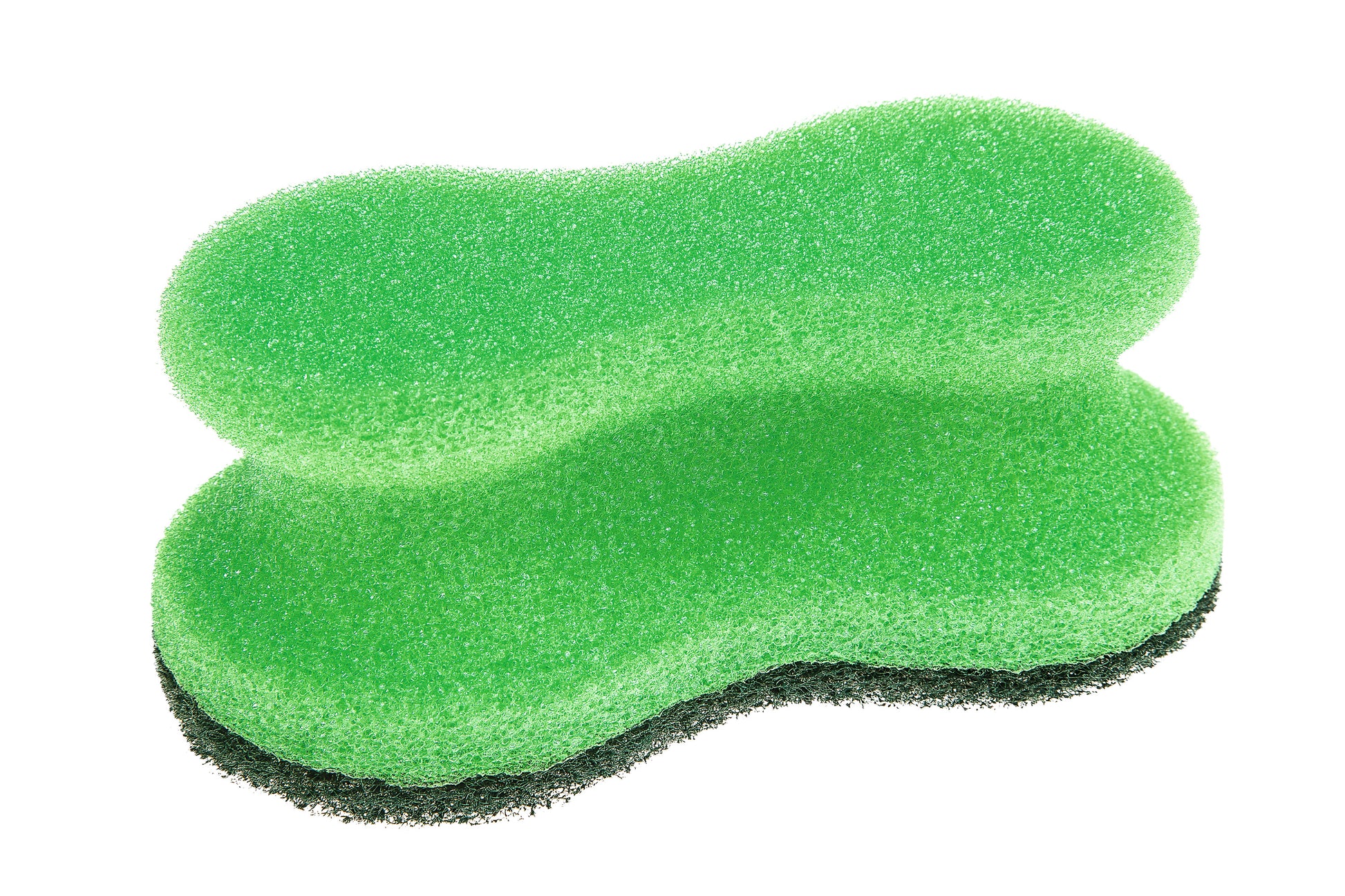 Der Scotch-Brite® Classic Reinigungsschwamm von 3M Deutschland GmbH ist ein doppelseitiger Schwamm mit einer weichen Schaumstoffseite und einer dunkelgrünen, scheuernden Seite, abgebildet auf weißem Untergrund.