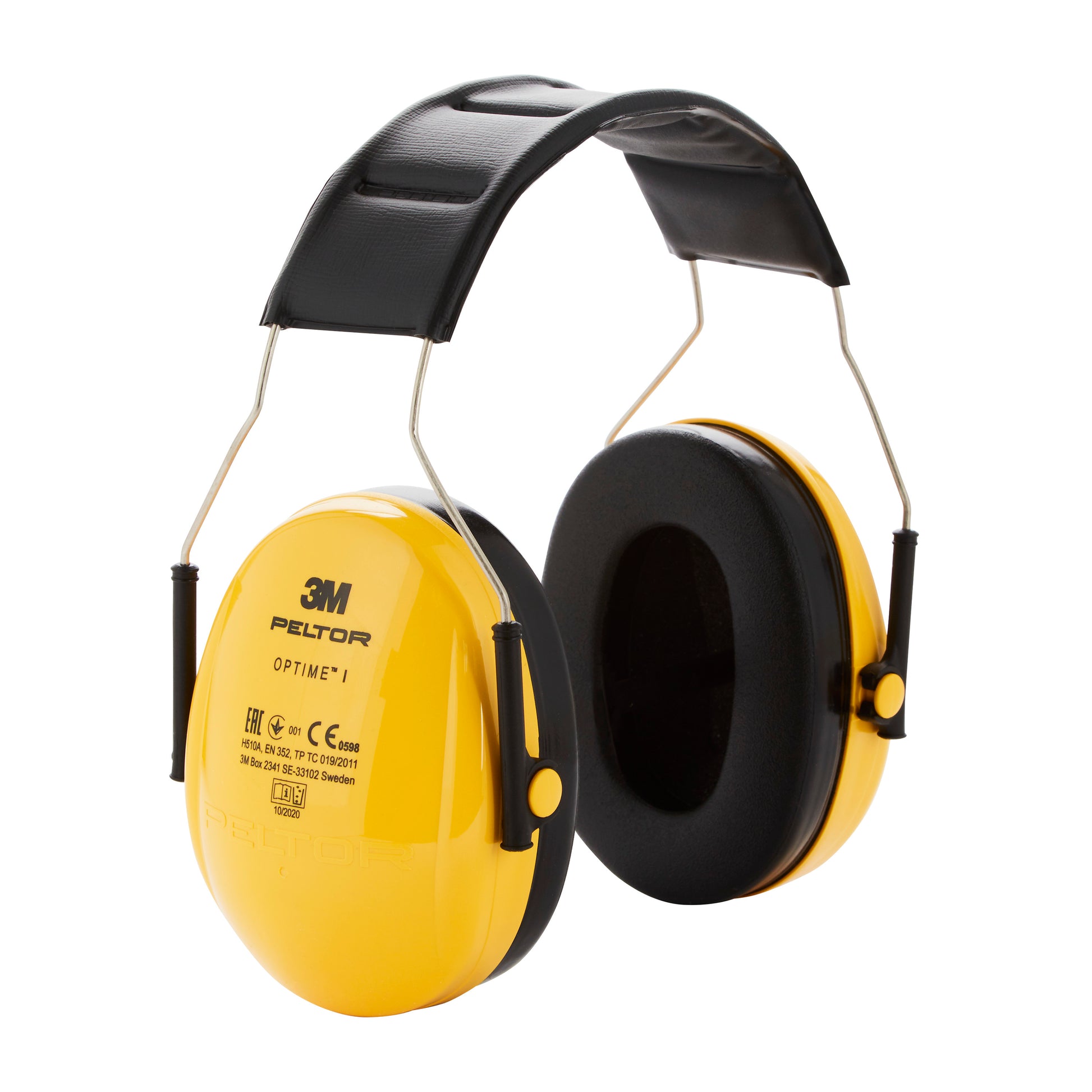 Der 3M™ PELTOR™ Optime™ I Kapselgehörschutz H510A bietet einen Gehörschutz mit einem SNR von 27 dB. Er ist mit gelben Kapseln und einem gepolsterten schwarzen Kopfband ausgestattet und wird als Einzelstück von der 3M Deutschland GmbH verkauft.