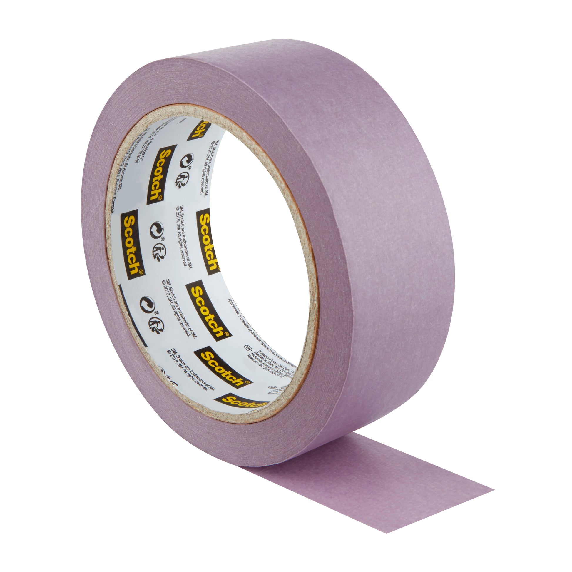 Eine Rolle Scotch® Malerabdeckband für empfindliche Oberflächen (36 mm x 41 m, 1 Rolle, 3M Deutschland GmbH) mit einem teilweise abgerollten Ende, das auf dem inneren Kern die Marke und Produktangaben trägt.