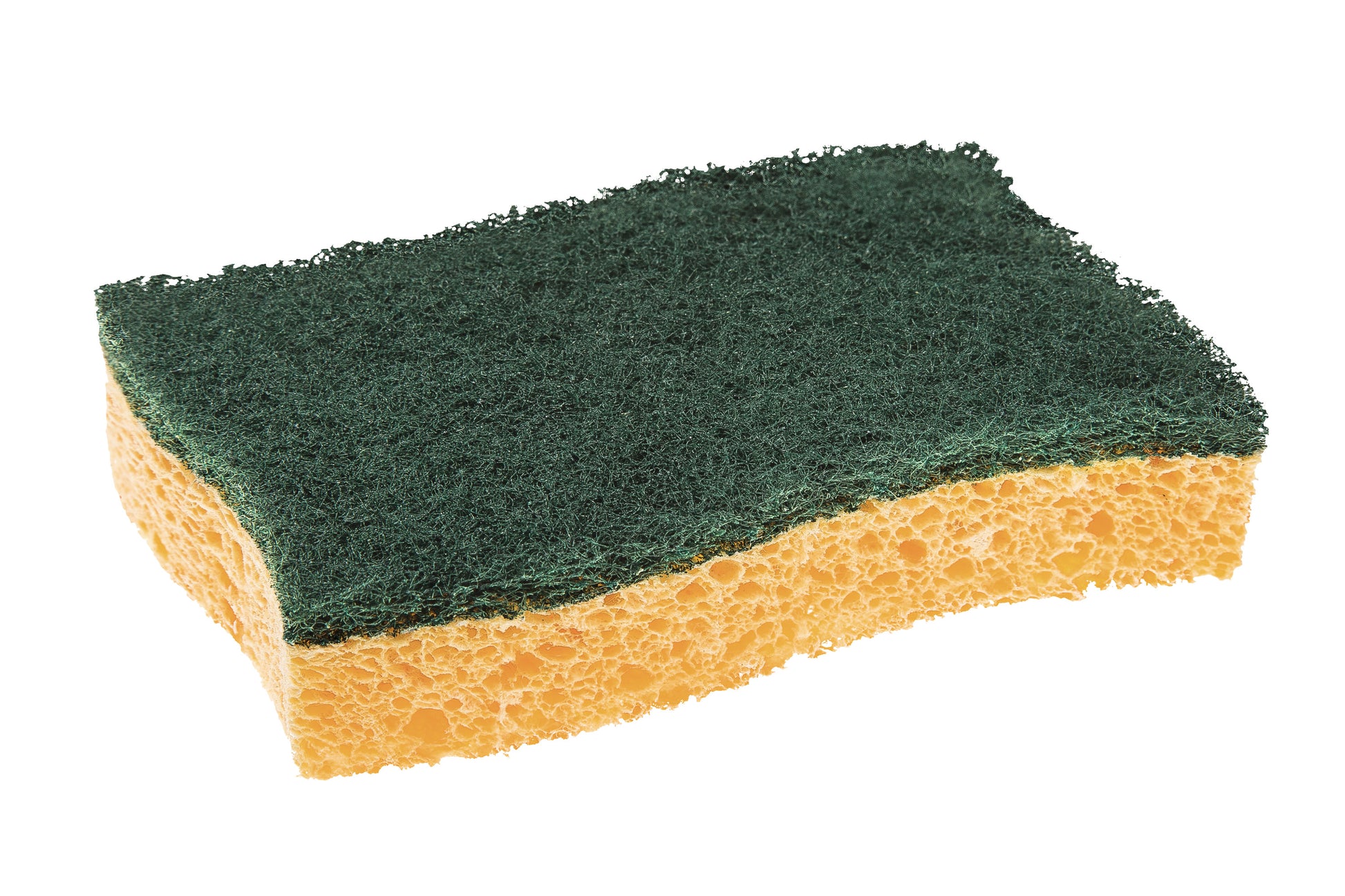 Der Scotch-Brite® Classic Reinigungsschwamm von 3M Deutschland GmbH ist ein gelber rechteckiger Schwamm mit einem grünen Scheuerschwamm, der isoliert auf weißem Hintergrund dargestellt ist.