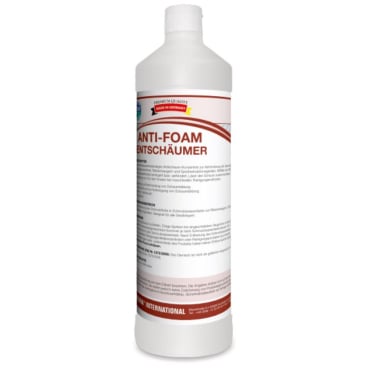 Der Arcora Anti-Schaum Entschäumer (1 l) von Arcora International GmbH kommt in einer weißen Kunststoffflasche mit rot-weißer Beschriftung, mehrsprachiger Anleitung und Schraubverschluss - ideal für industrielle Reinigungsprozesse.