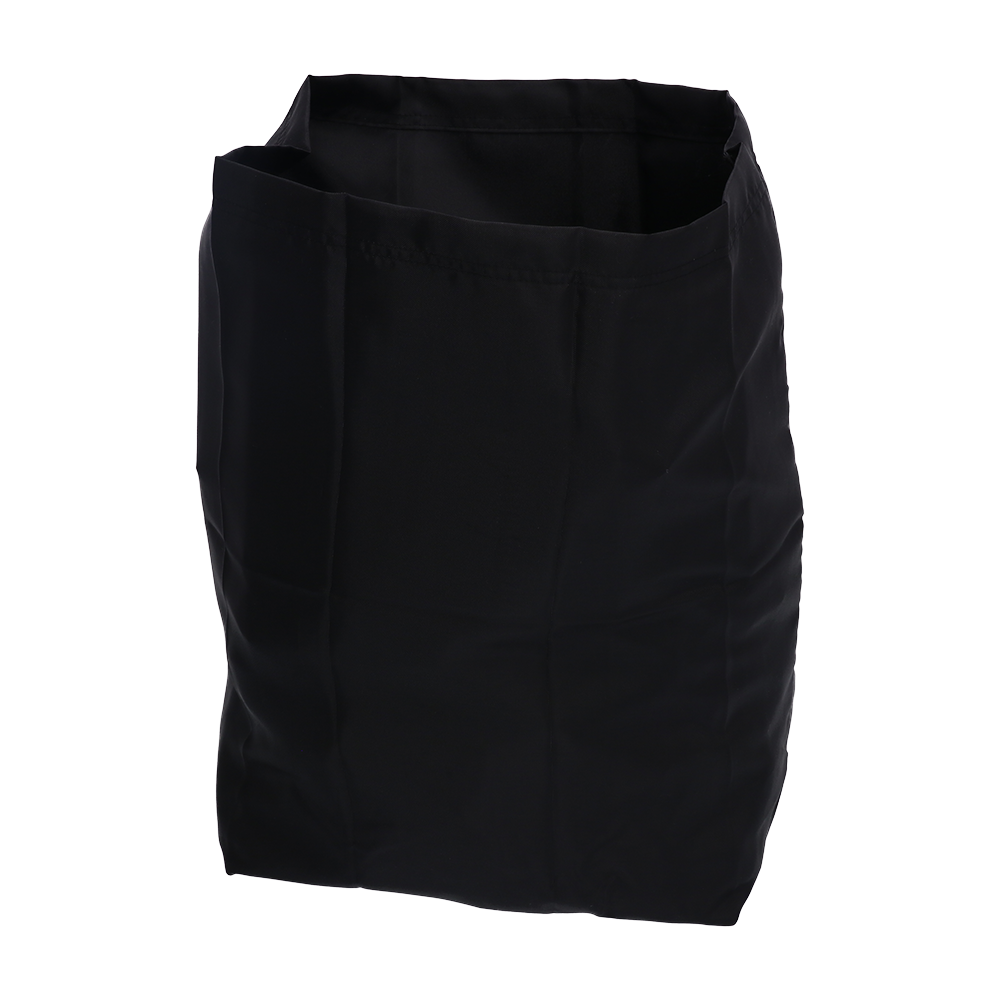 Der EMIL DEISS KG (GmbH + Co.) DEISS 6510 Wiederverwendbarer Abfallsack (1 Stück), 550x600 mm, schwarz, ist ein rechteckiger, schwarzer Stoff-Abfallsack mit offenem Top, der leer und aufrecht vor weißem Hintergrund steht.