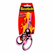 Die 16,5 cm große Scotch™ DECO Schere von 3M Deutschland GmbH ist in den Farben Grün, Blau oder Rosa erhältlich (1 pro Packung), wird in einer Plastikverpackung geliefert und ist für Kinder ab 12 Jahren geeignet.