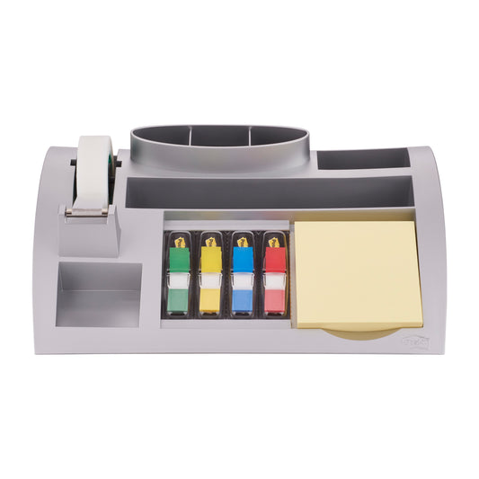 Der Post-it® Tisch-Organizer von 3M Deutschland GmbH enthält Post-it® Notes, Index und Scotch® Magic™ Klebeband und bietet vielseitige Fächer für Bürobedarf - ideal zur übersichtlichen Aufbewahrung auf dem Schreibtisch.