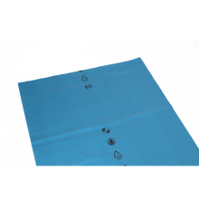 The blue DEISS 10045 garbage bags (680+420x1620x0.08 mm, 100 pieces) from EMIL DEISS KG are made of LDPE with a recycling symbol and the number 65 - professional, reliable, and available in practical cardboard packaging.