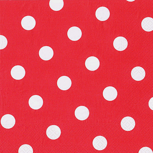 Eine rote Fläche mit gleichmäßig verteilten weißen Punkten, wie bei den PAPSTAR 20 Servietten 40x40 cm 3-lagig 1/4-Falz der PAPSTAR GmbH.