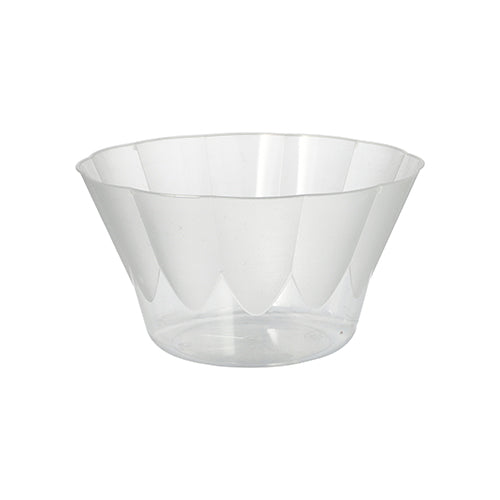 Die Starpak 10 Eis- und Dessertschalen rund 400 ml, Ø 12 cm, 7 cm glasklare Kunststoffschalen (10 Stück) haben leicht ausgestellte Seiten und einen flachen Boden, ideal für Desserts, dargestellt vor einem schlichten weißen Hintergrund.