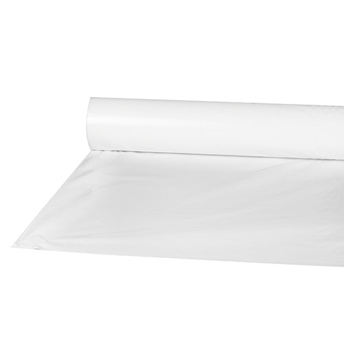 A partially unrolled roll of Starpak tablecloth, foil 50 m x 80 cm white, lies on a plain white background.