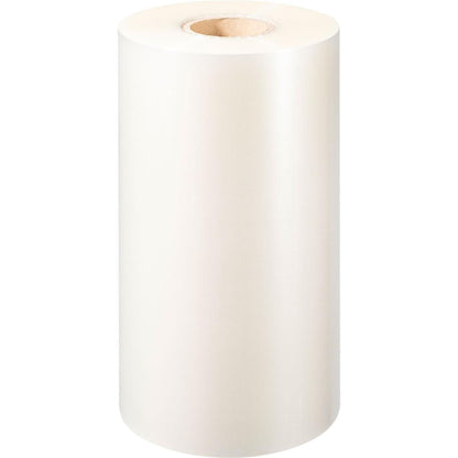 A large, upright standing roll of Duni GmbH PP sealing film Antifog with cardboard core is presented against a white background - perfect for food packaging.