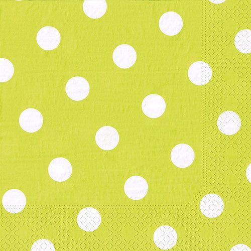 Die PAPSTAR 20 Servietten (40x40 cm, 3-lagig, 1/4-Falz) der PAPSTAR GmbH bestechen durch ihr limettengrünes Design mit weißen Punkten und gepunktetem Rand. Sie sind weich, strapazierfähig und ideal für jeden Anlass.
