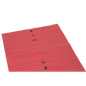 A flat, red plastic film or bag (15 mm) from EMIL DEISS KG, model DEISS 11106 - 700x1100x0.15 mm red | Carton (75 pieces), shows three black symbols, including a recycling sign and the number 65 on a white background.