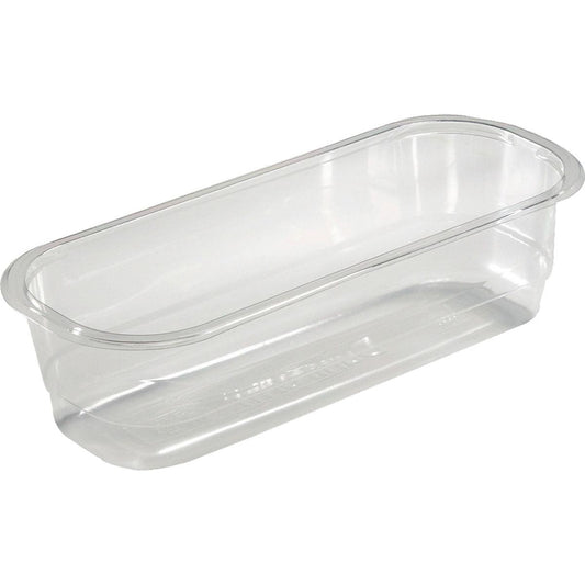 Die Duni GmbH APET-Schale Transparent APET 260x110x68 (Packung: 350 Stück) zeichnet sich durch ein klares, rechteckiges Design aus - ideal für die Lebensmitteldarstellung durch die transparente Verpackung.
