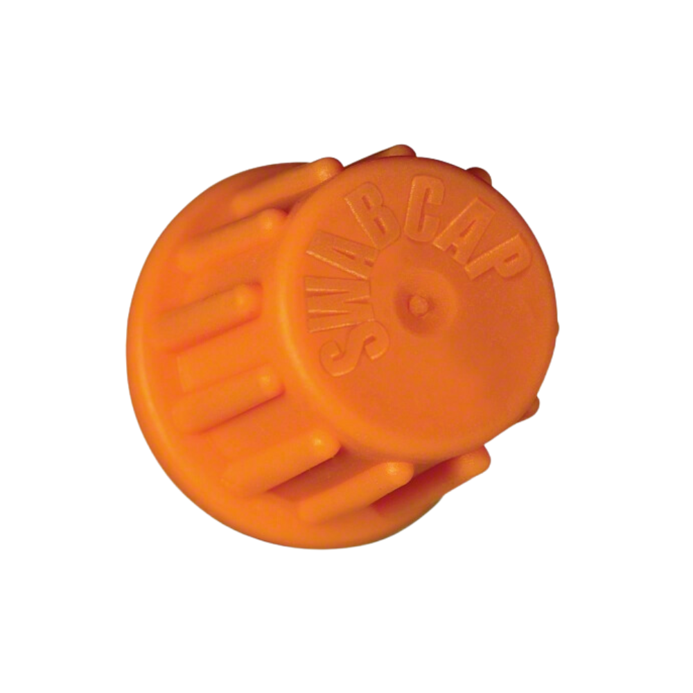 Die B. Braun SwabCap® Luer-Desinfektionskappe der B. Braun Deutschland GmbH & Co. KG ist eine orange gerippte Kappe mit der Prägung „SWABCAP“ auf der Oberseite. Sie enthält 70 % IPA und dient zum Verschließen oder Schützen medizinischer Geräte in der Infusionstherapie. Erhältlich in Packungen zu 200 Stück.