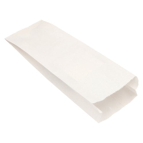 Ein schlichter, weißer PAPSTAR 1000 Papierfaltenbeutel aus Cellulose der PAPSTAR GmbH liegt offen und rechteckig mit Flachboden auf weißer Fläche – saubere Kanten, keine Designs, schlicht und umweltfreundlich.