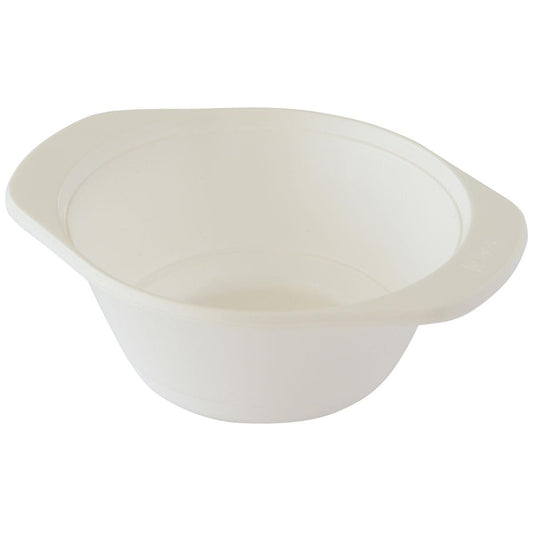 Die Duni GmbH Multi-Schale Weiß PS 149x122x50 ist eine weiße Kunststoff-Rührschüssel mit zwei flachen Griffen, glatter Oberfläche und ist leer - perfekt für Catering und Gastronomie. Erhältlich in Packungen zu 100 Stück.