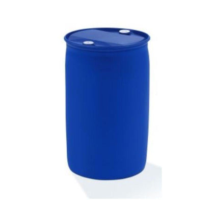 A large blue plastic drum with a closed lid and two white closures. Inside is the alkaline cleaner Dr. Schnell FOREX for porcelain stoneware and ceramic surfaces by DR.SCHNELL GmbH & Co. KGaA – ideal for cleaning these floors.