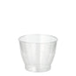 A clear Starpak 15 drinking cup made of sturdy PS, 0.1l capacity, Ø 6.8cm/5.4cm, stands upright against a plain white background. The plastic cup is crystal clear and is delivered in a pack of 15 with shrink wrap.
