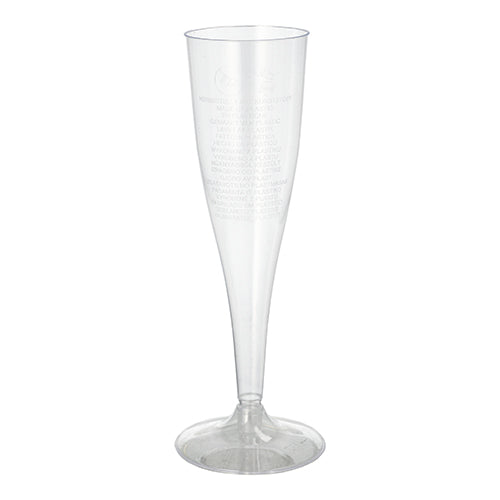 Die Starpak 10 Stiel-Gläser für Sekt, glasklar und einteilig (0,1l, Ø 4,8 cm, 19,9 cm), aufrecht vor weißem Hintergrund platziert, verleihen jeder Feier einen Hauch eleganter Glaskultur.