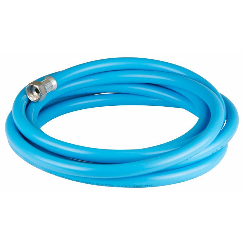 The hose 20 m, replacement hose 20 m for hose reel from Diversey Deutschland GmbH & Co. OHG, ideal for garden watering, is wound with a metallic connector at one end against a white background.