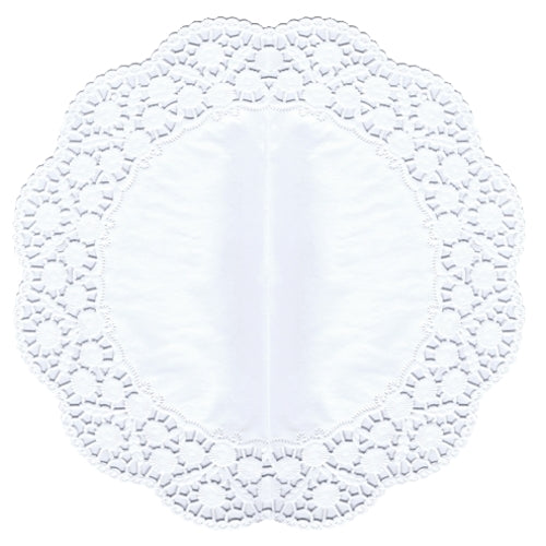 Die PAPSTAR GmbH 6 Tortenspitzen rund (Ø 36 cm, weiß, Folie, 6 Stück) verfügen über eine schlichte Mitte und elegante, spitzenartige Wellenkanten – ideal für die stilvolle Kuchenpräsentation.