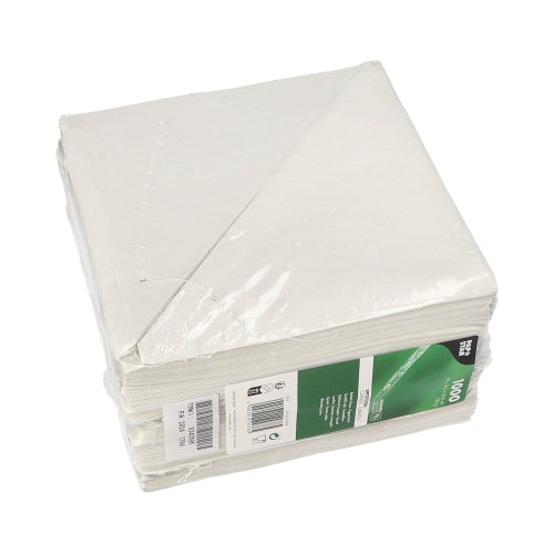 A stack of PAPSTAR 1000 cone bags made of cellulose, threaded, from PAPSTAR GmbH, wrapped in clear film with a green-white product information label on the front.