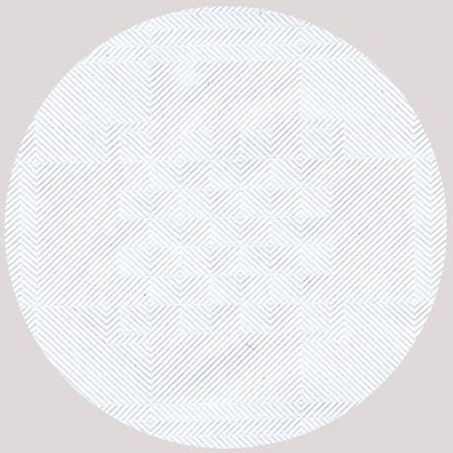 The paper tablecloth with damask embossing (10 m x 1 m) from PAPSTAR GmbH has a white circular pattern with thin diagonal gray lines and diamond motifs, ideal for festive occasions, on a light gray background.