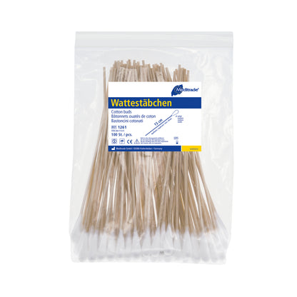 Cotton buds, length: 15 cm, medium head, wood | Pack (1000 pieces)