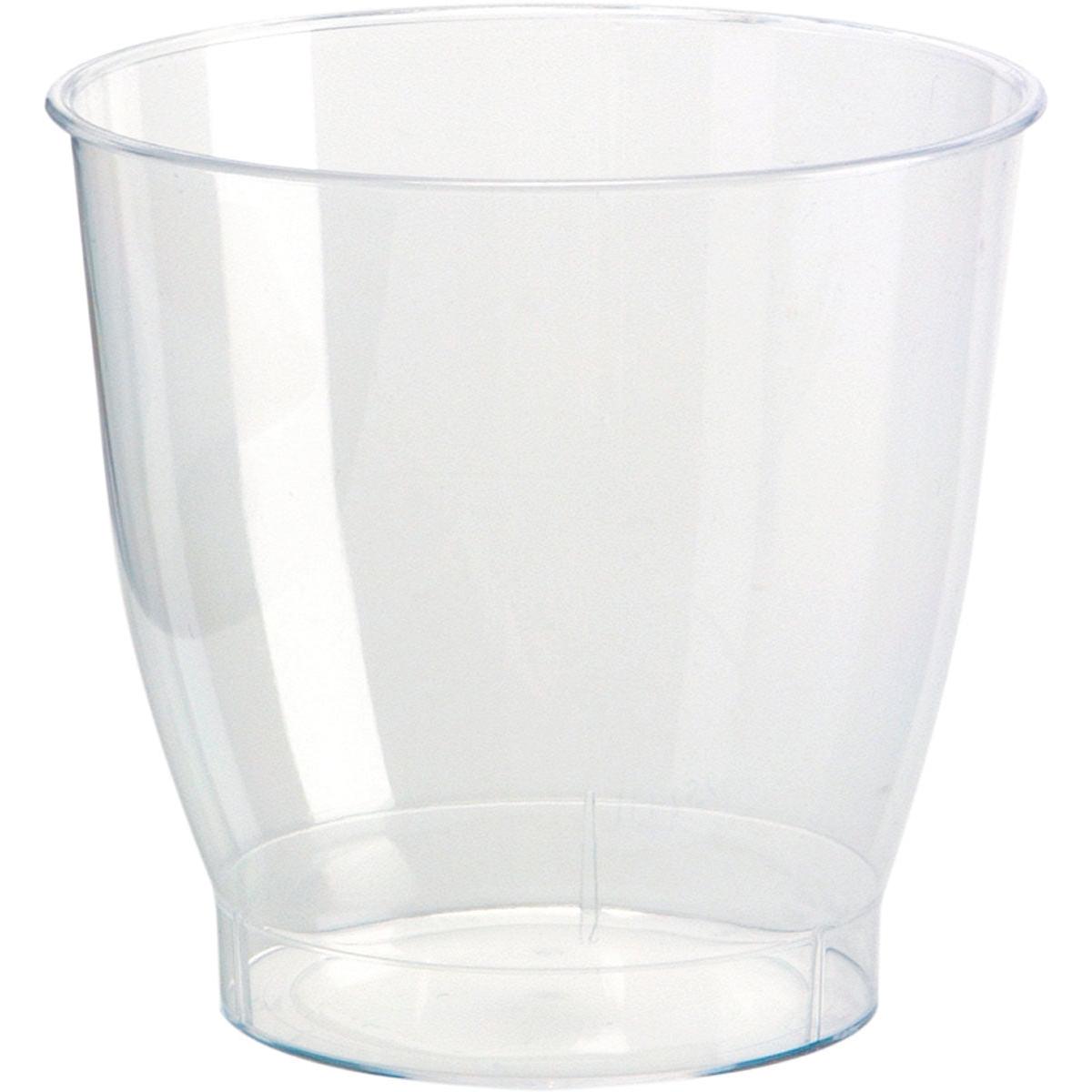 Die Duni GmbH Dessertschale Crystallo Transparent PS (Packung mit 40 Stück) ist eine klare Dessertschale mit breiter Öffnung und konischem Boden, die leer vor einem schlichten weißen Hintergrund abgebildet ist.