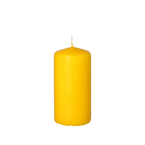 Die PAPSTAR Stumpenkerze Ø 50 mm, 100 mm von PAPSTAR GmbH aus hochwertigem Wachs mit zentriertem Docht ist vor weißem Hintergrund unbeleuchtet präsentiert – perfekt als Dekoration.
