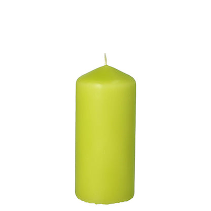 A massive, cylindrical pillar candle from PAPSTAR GmbH Ø 60 mm, 130 mm in light green with a flat bottom and a small wick in the middle stands upright against a plain white background.