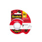 A roll of Scotch® Crystal Tape (19 mm x 25 m) from 3M Deutschland GmbH in a red dispenser with checkered packaging; the label states that 50% less plastic is used. The 3M logo is located at the bottom right.