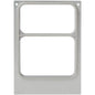 The cassette DF10/20 for CPET trays, 2-compartment (515/370 ml) from Duni GmbH is a rectangular metal template with two identical compartments, a central divider, four screw holes, and an embossed number in the lower left corner.