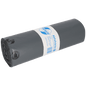 A roll of EMIL DEISS KG (GmbH + Co.) DEISS 14018 gray garbage bags (700x1100x0.1 mm, 20 pieces) is neatly packaged with a white-blue label with text and barcode on a white background.