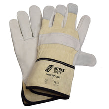 NITRAS ZEUS, full-grain cowhide gloves, natural color / gray