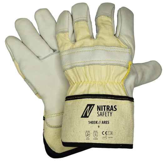NITRAS ARES, cut protection gloves, natural color / gray